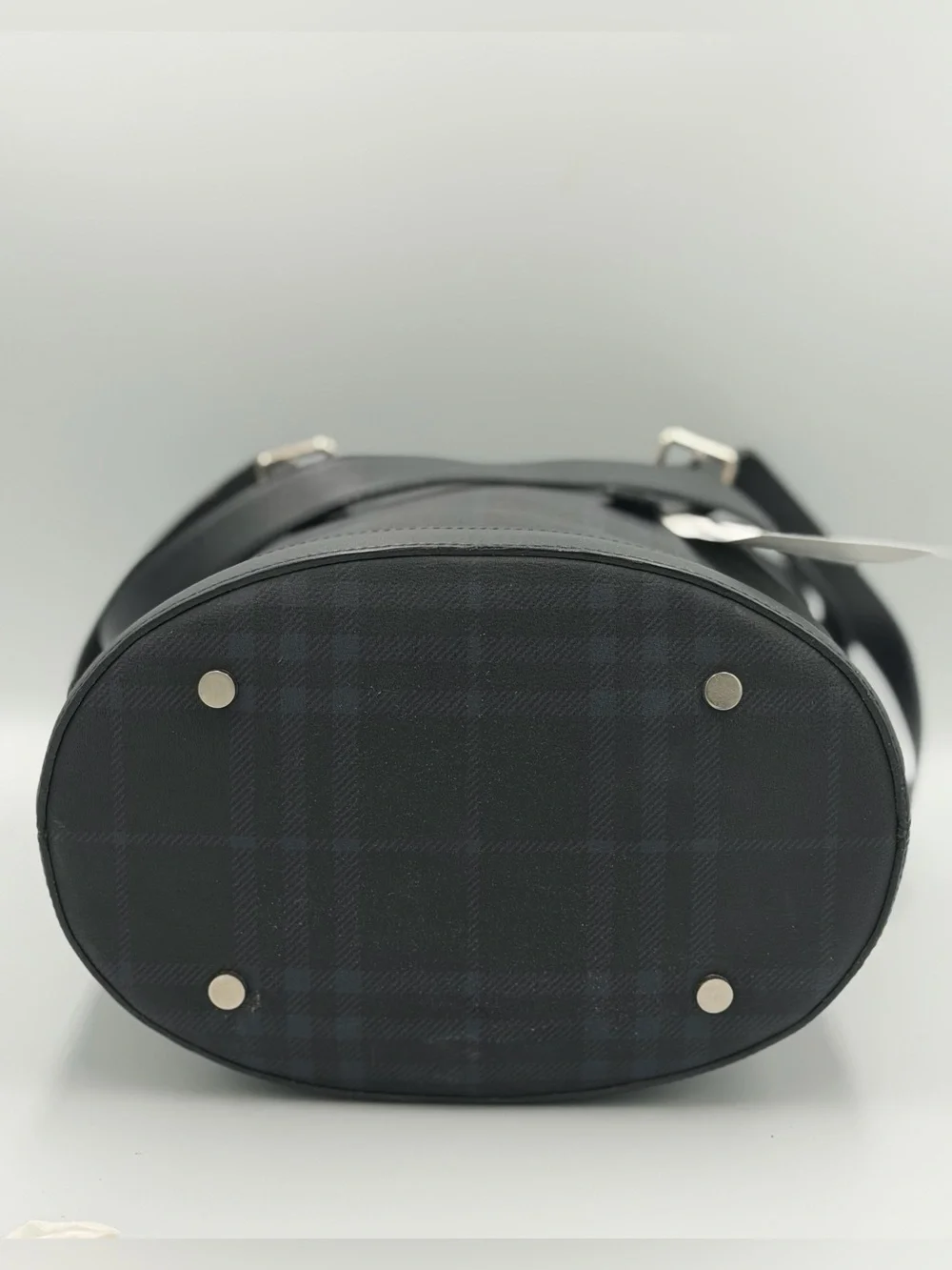 Burberry Black Plaid Leather-Trim Backpack Bucket With Burberry drawstring bag